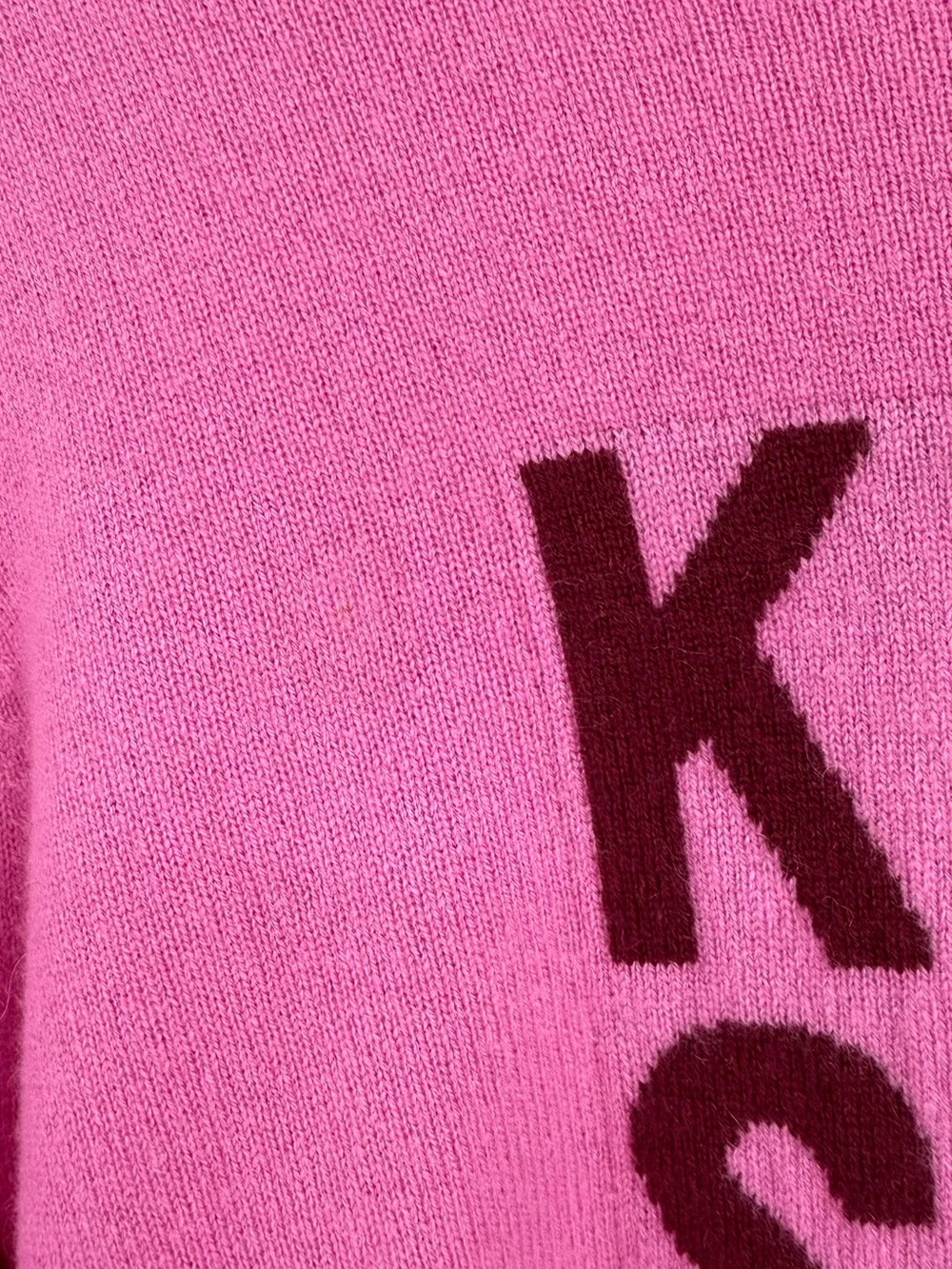 J.Crew Kiss Graphic 100% Cashmere Crewneck Long Sleeve Sweater | Pink | Large